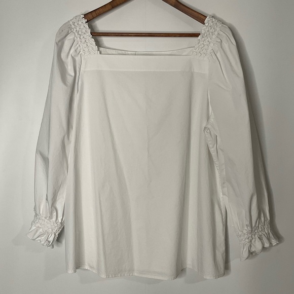 Lafayette 148 New York Beautiful Feminine White Eyelet Cotton Blouse size XL. - Picture 10 of 15